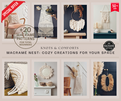 Macramé Patterns, Macramé PDF, DIY Macramé, Home Decor DIY, Cozy Decor, Beginner Macramé, Boho Style, Wall Hanging Patterns, DIY Cushions, DIY Table Runners, Handmade Home, Fiber Art, DIY Mirrors, Craft Tutorials, Creative Hobbies