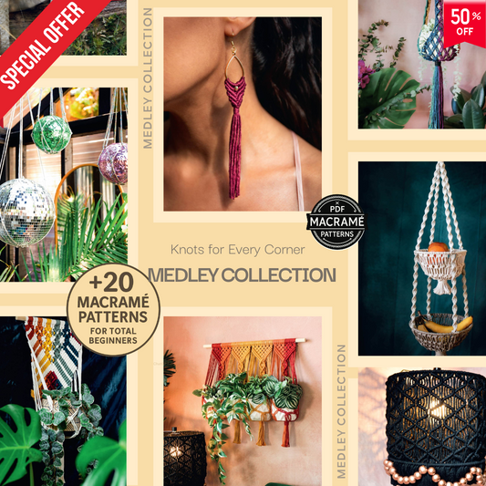 macrame patterns, beginner macrame guide, DIY macrame projects, boho home decor, handmade wall art, plant hanger patterns, jewelry macrame tutorial, lampshade macrame, fiber art designs, instant download PDF