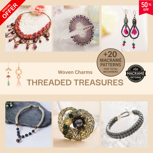 macramé patterns, macramé jewelry, beginner macramé, DIY macramé, jewelry making patterns, macramé necklace, macramé bracelet, handmade jewelry DIY, macramé earrings, PDF macramé patterns, boho jewelry DIY, craft patterns download, DIY accessories, woven jewelry